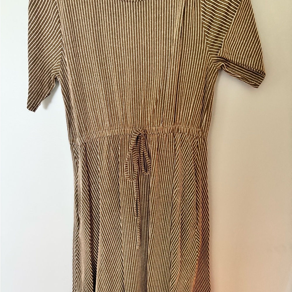 Casual Everyday Striped Green Jersey Material Dress